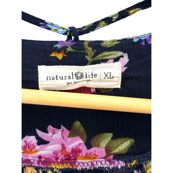 Natural Life Rowan Side Slit Midi Dress Floral Print Boho Cottagecore Whimsy XL - Picture 7 of 8